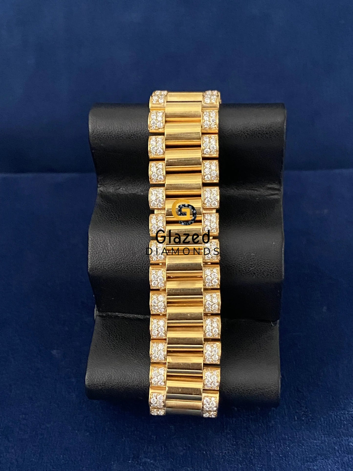 Presidential Strap Green Dial Iced Out Moissanite Watch