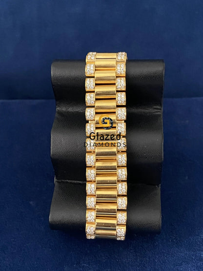 Presidential Strap Green Dial Iced Out Moissanite Watch