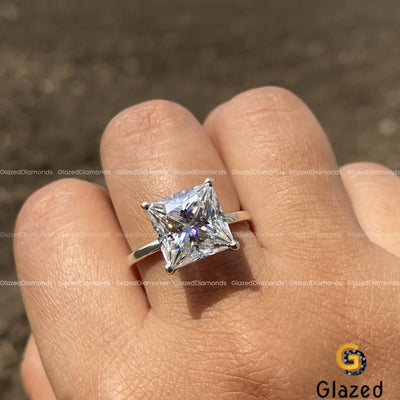 6 CT Princess Cut Moissanite Hidden Halo Wedding Ring