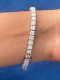 Princess Moissanite Hip Hop Tennis Link Steel Bracelet