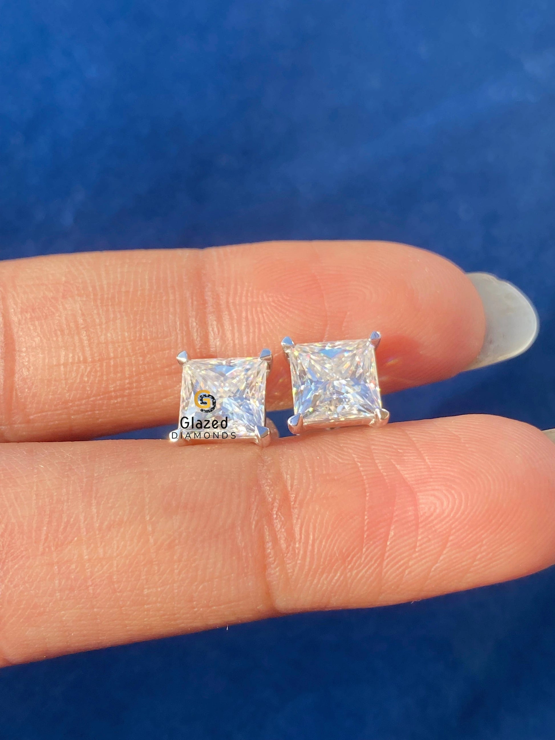 Princess Moissanite Stud Earrings