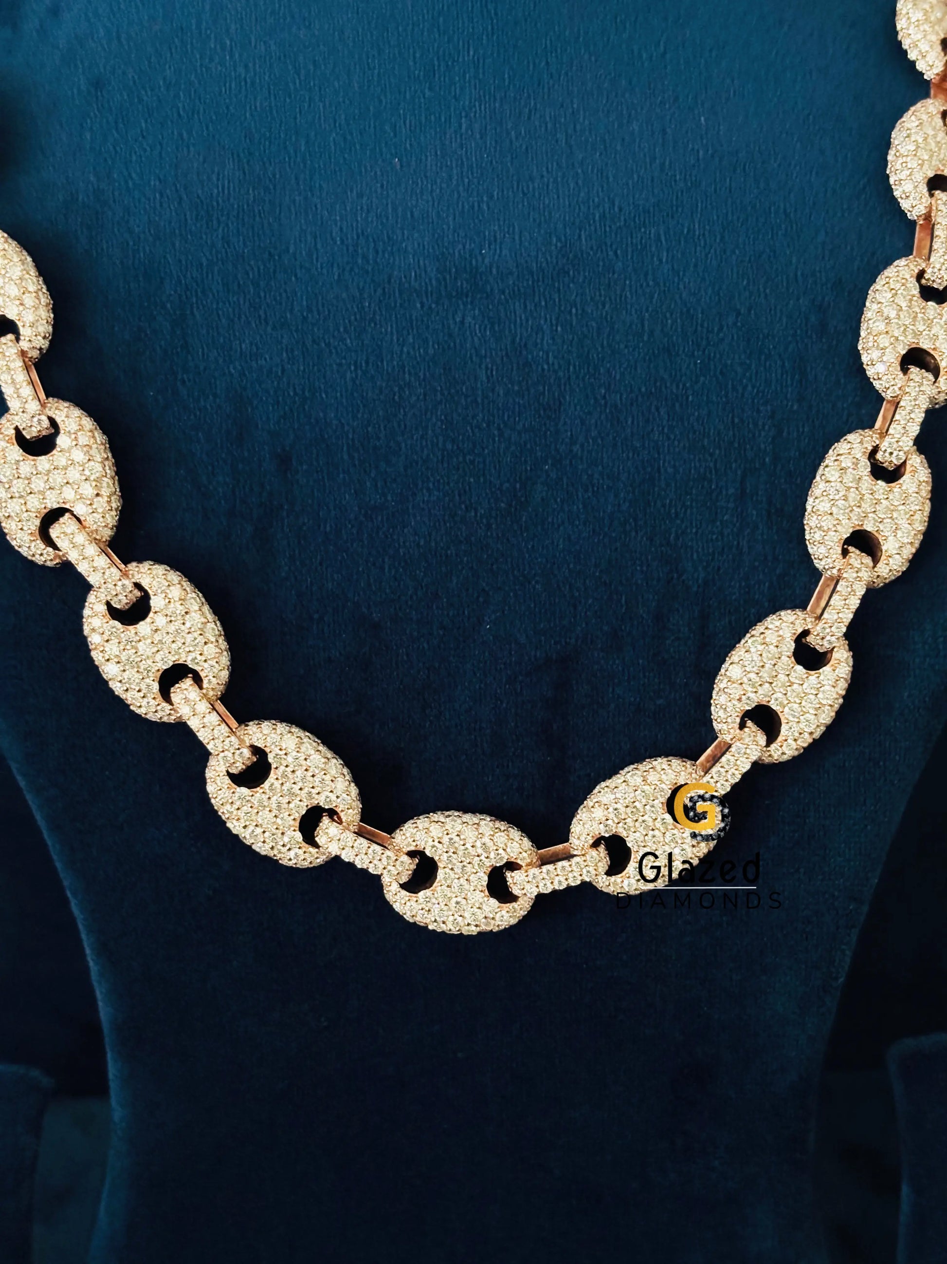 Puff Link Iced Out Moissanite Chain