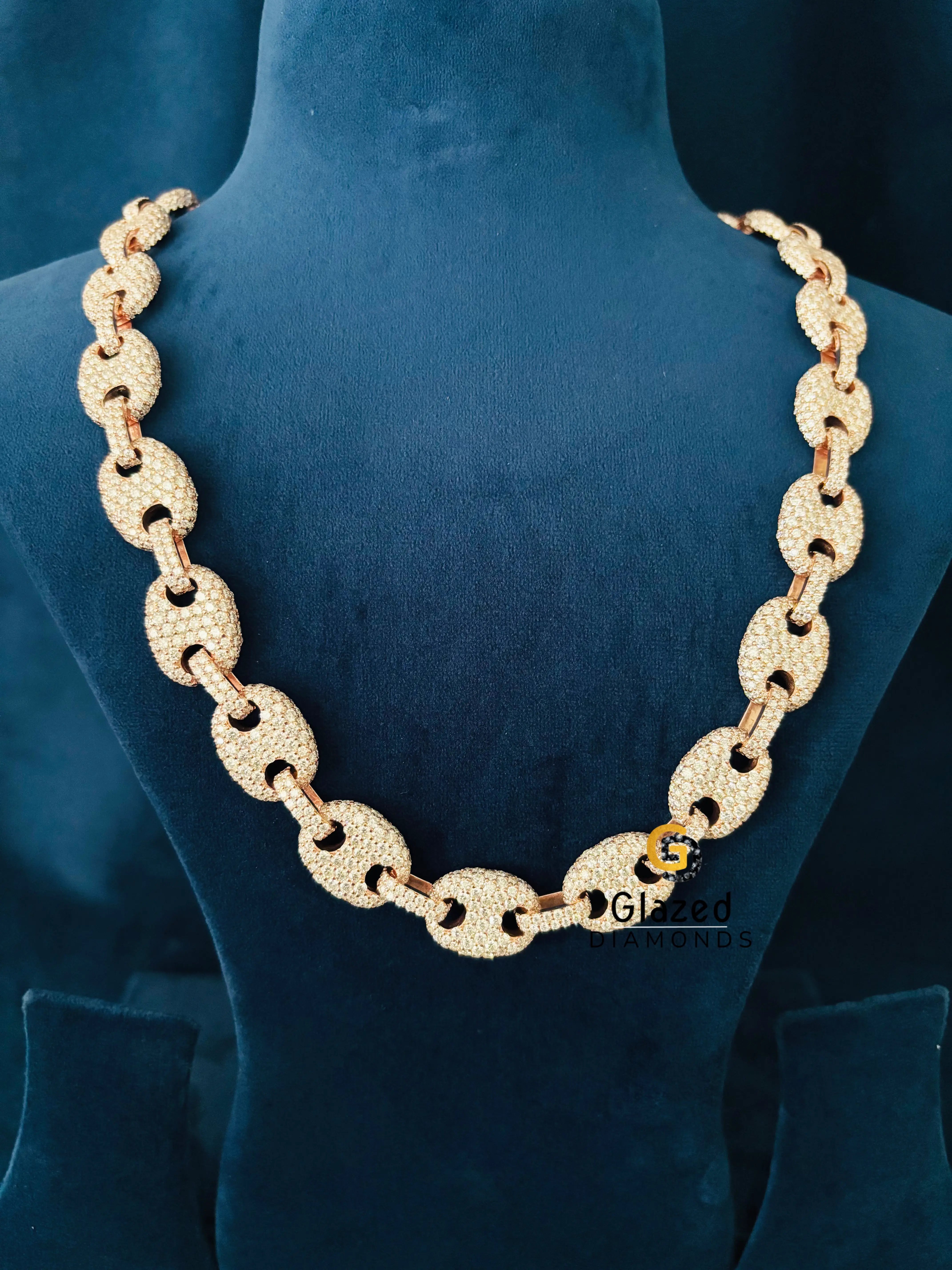 Puff Link Iced Out Moissanite Chain For Men