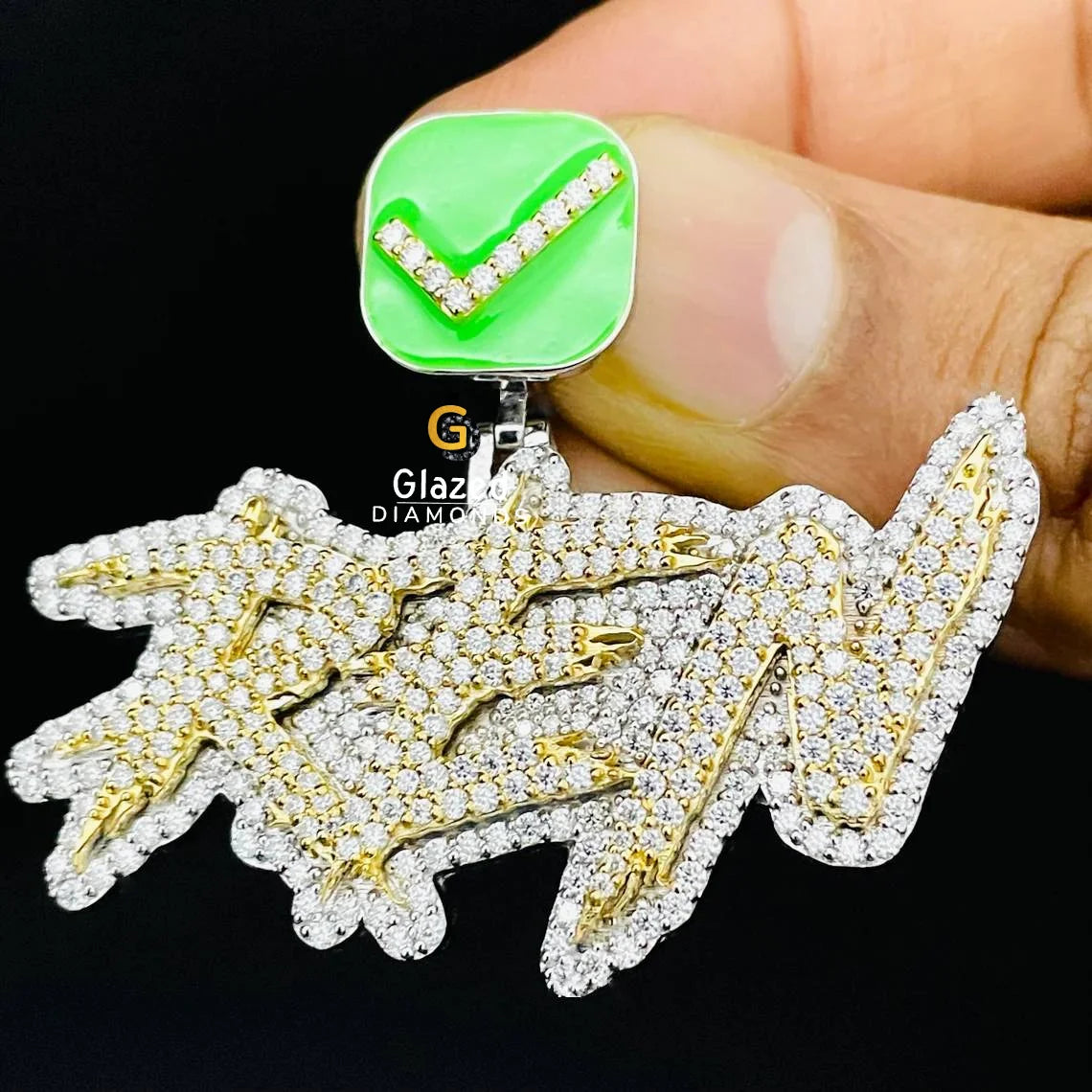 VVS Moissanite Diamond Flooded Two Tone Letter Hip Hop Pendant