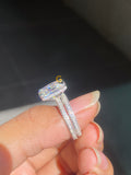 5 CT Radiant Cut Hidden Halo Moissanite Wedding Bridal Set For Her