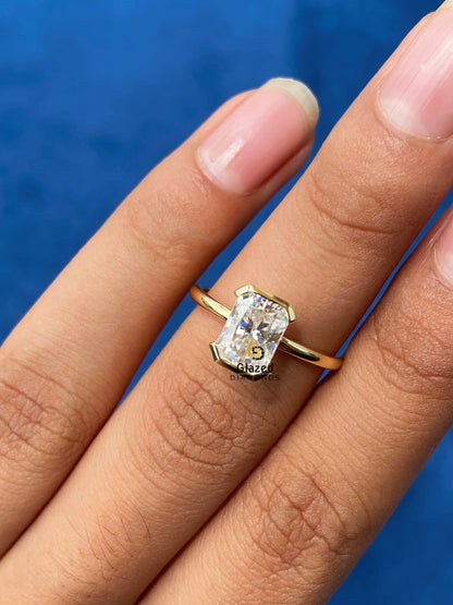 Radiant Bezel Half Bezel Set Ring For Her