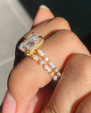 Radiant Bubble Band Bridal Set Ring