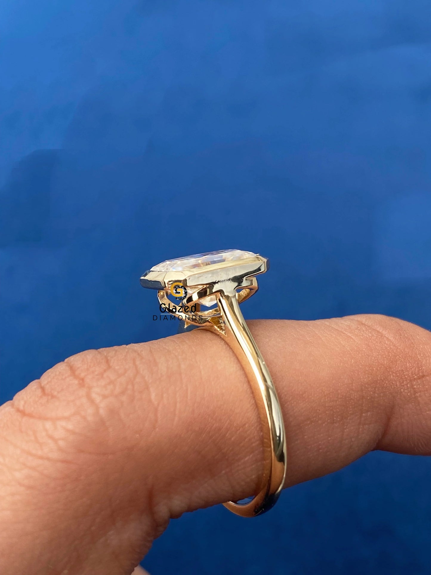Radiant Cut Moissanite Bezel Ring