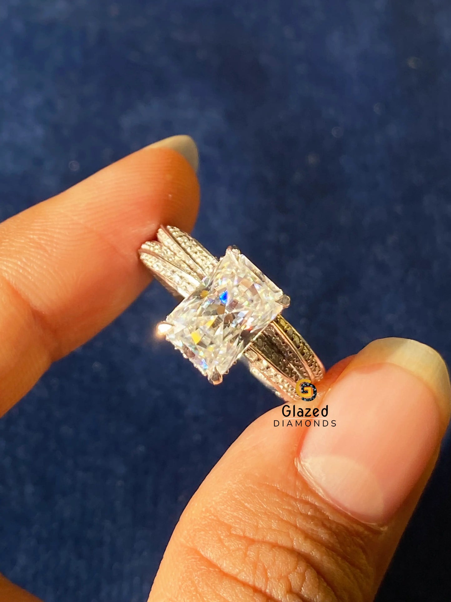 Radiant Cut Moissanite Twisted Wedding Bridal Set 