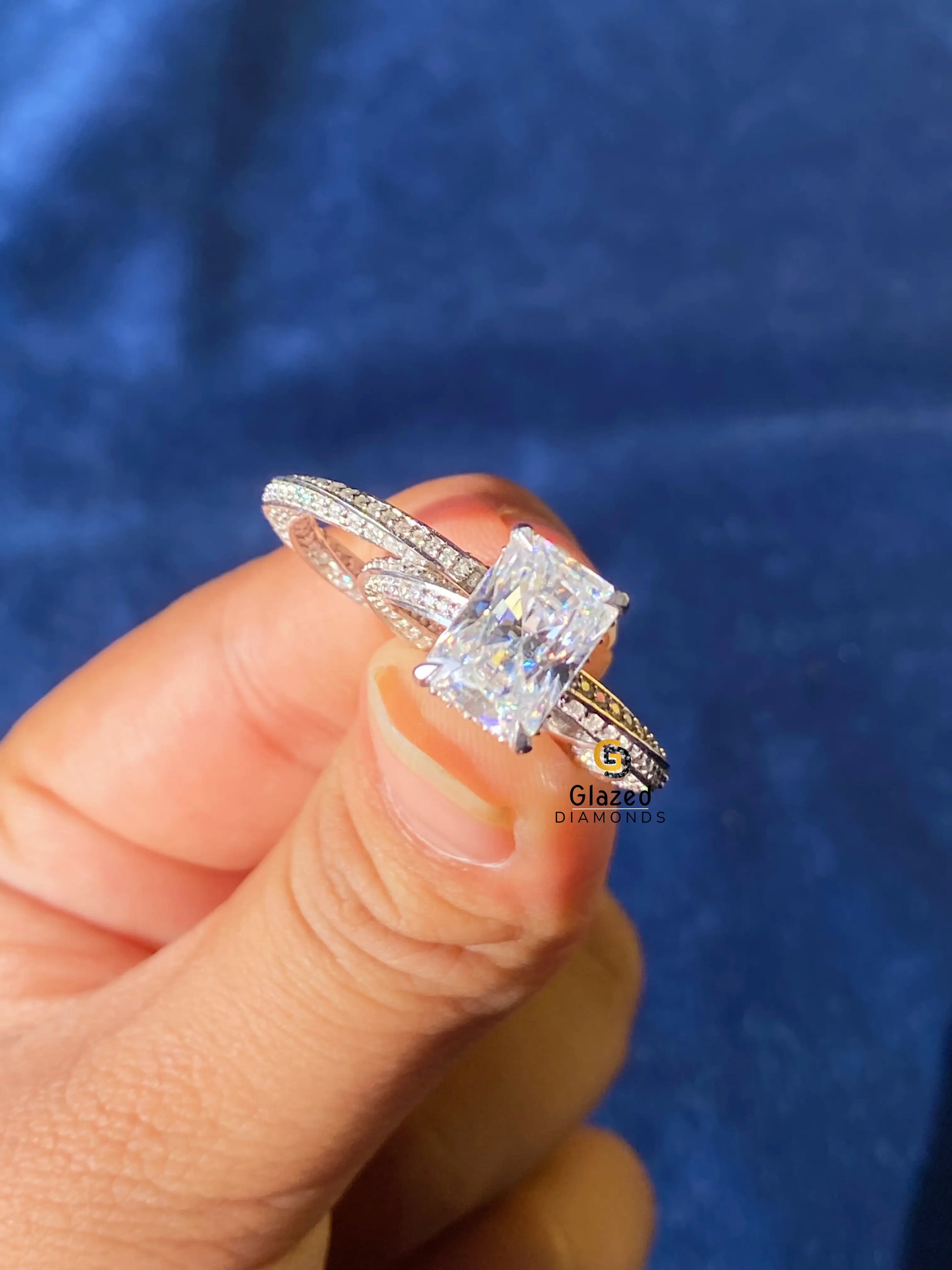 Radiant Cut Moissanite Wedding Bridal Set For Women