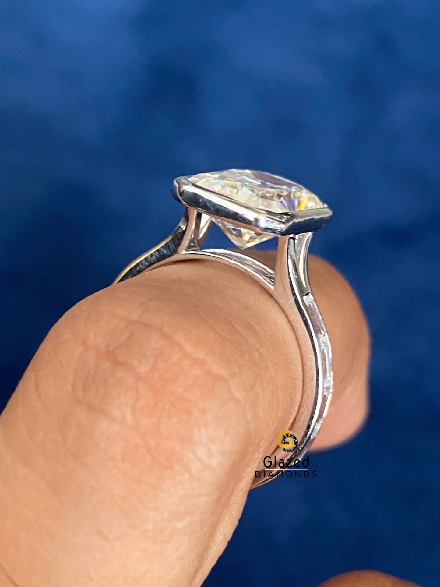 Radiant Cut Pave Band Baguette Cut Moissanite Ring 