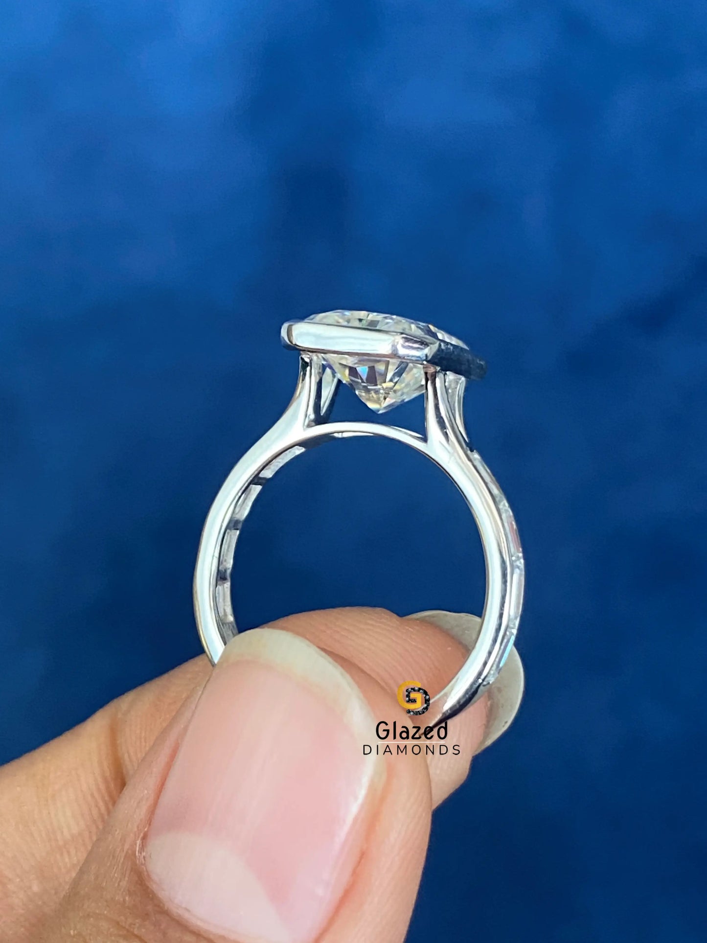 Radiant Cut Pave Band Baguette Cut Moissanite Ring For Women