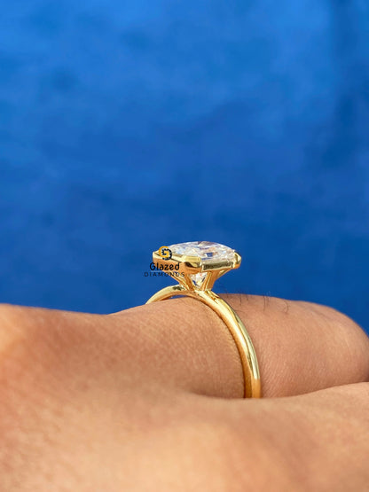 Radiant Half Bezel Set Moissanite Ring