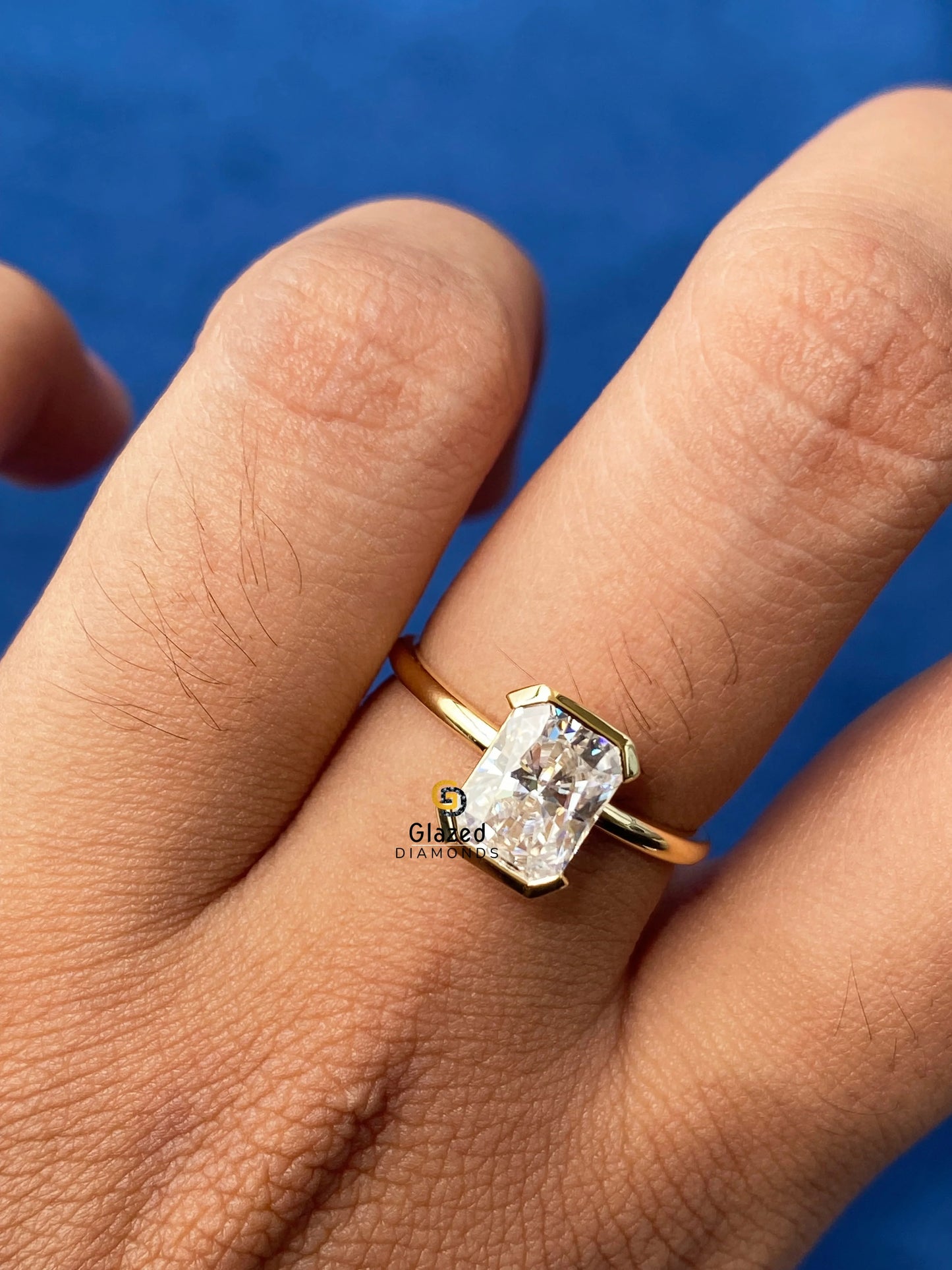 Radiant Half Bezel Set Ring