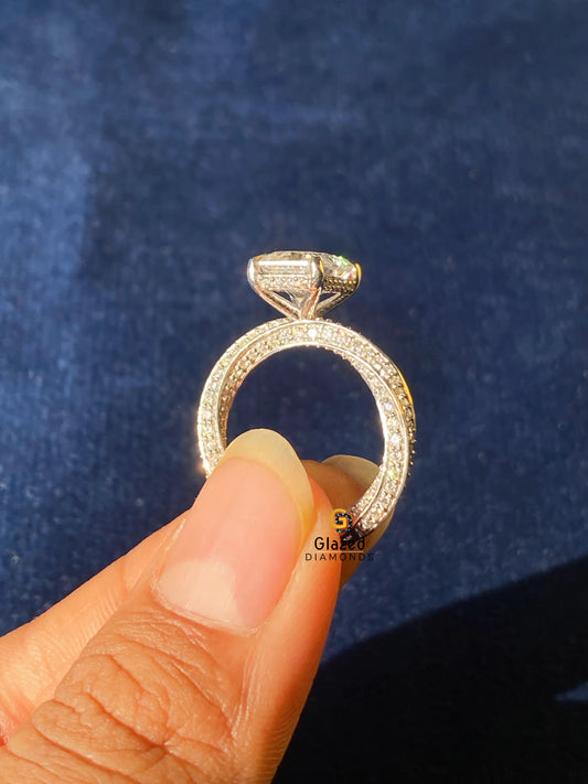 Radiant Twisted Moissanite Wedding Ring For Her