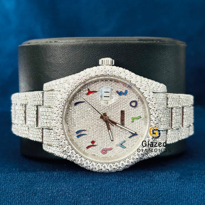 Rainbow Dial Fully Iced Out Moissanite Watch