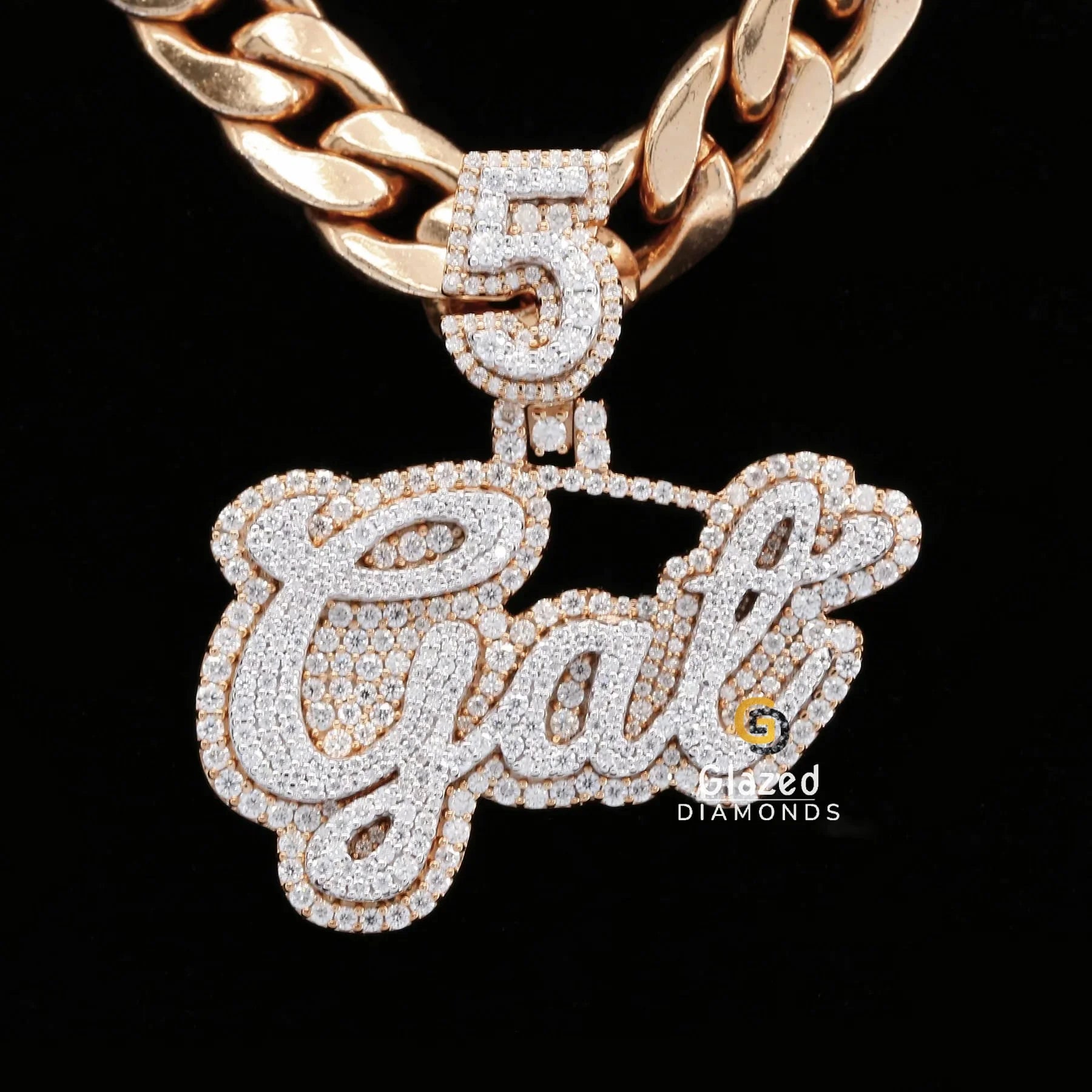 Iced Moissanite Diamond Studded Custom 5 Get Name Hip Hop Pendant