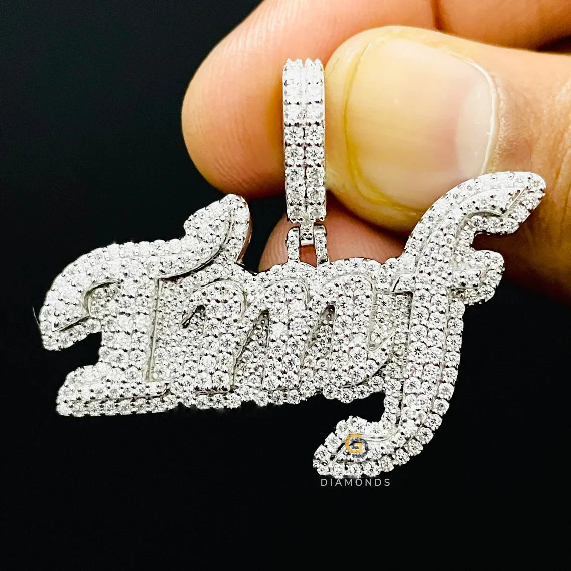 Bust Down Moissanite Diamond Studded Custom TMF Name Hip Hop Pendant