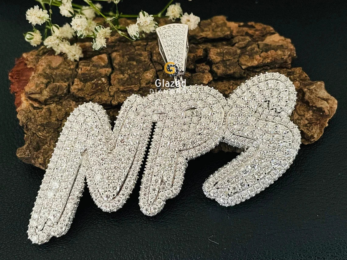 Full Iced Out VVS Moissanite Custom Rapper Name Letter Pendant