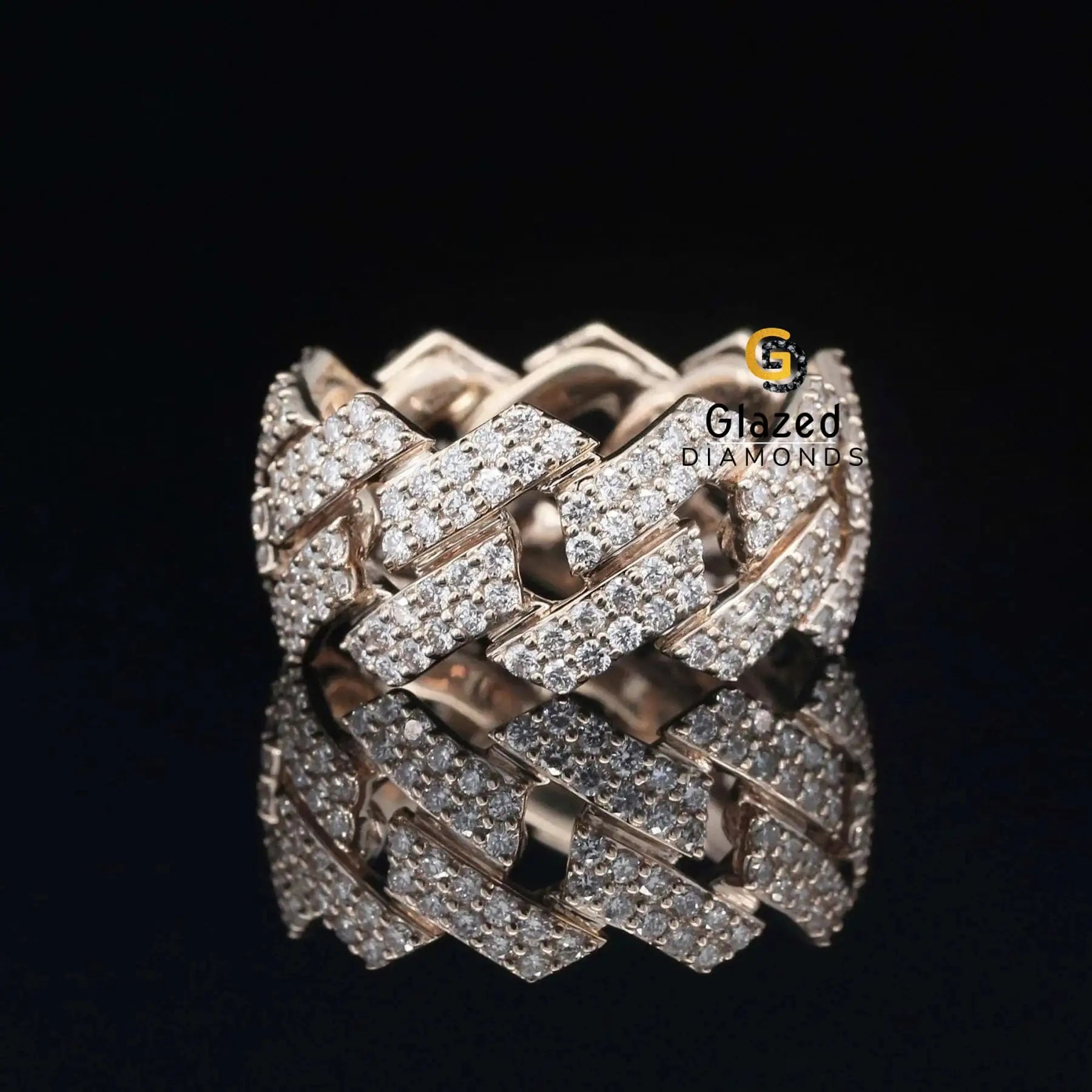 Men's Iced Out Moissanite Miami Cuban Link Rapper Ring