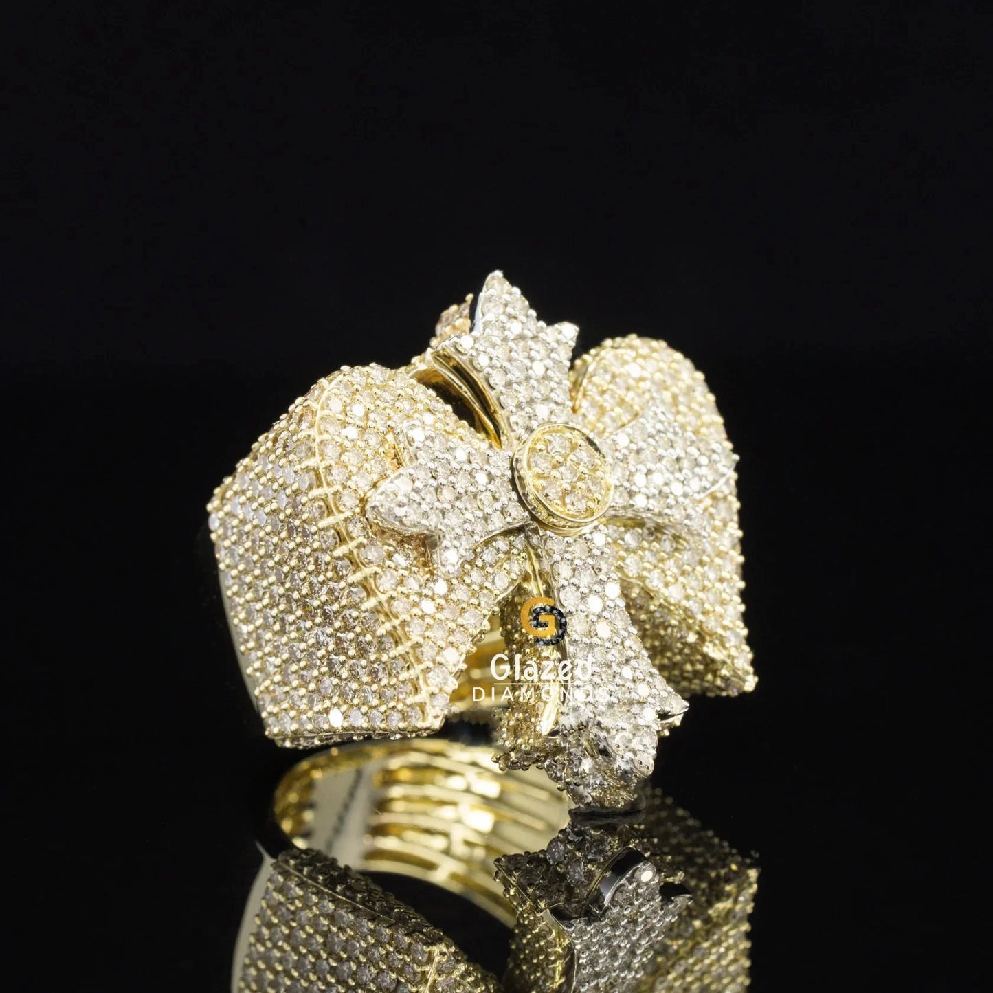 Heavy Rapper Diamond Rings Fully Iced Out Moissanite Cross Hip Hop Rapper Ring – Glazed Diamonds