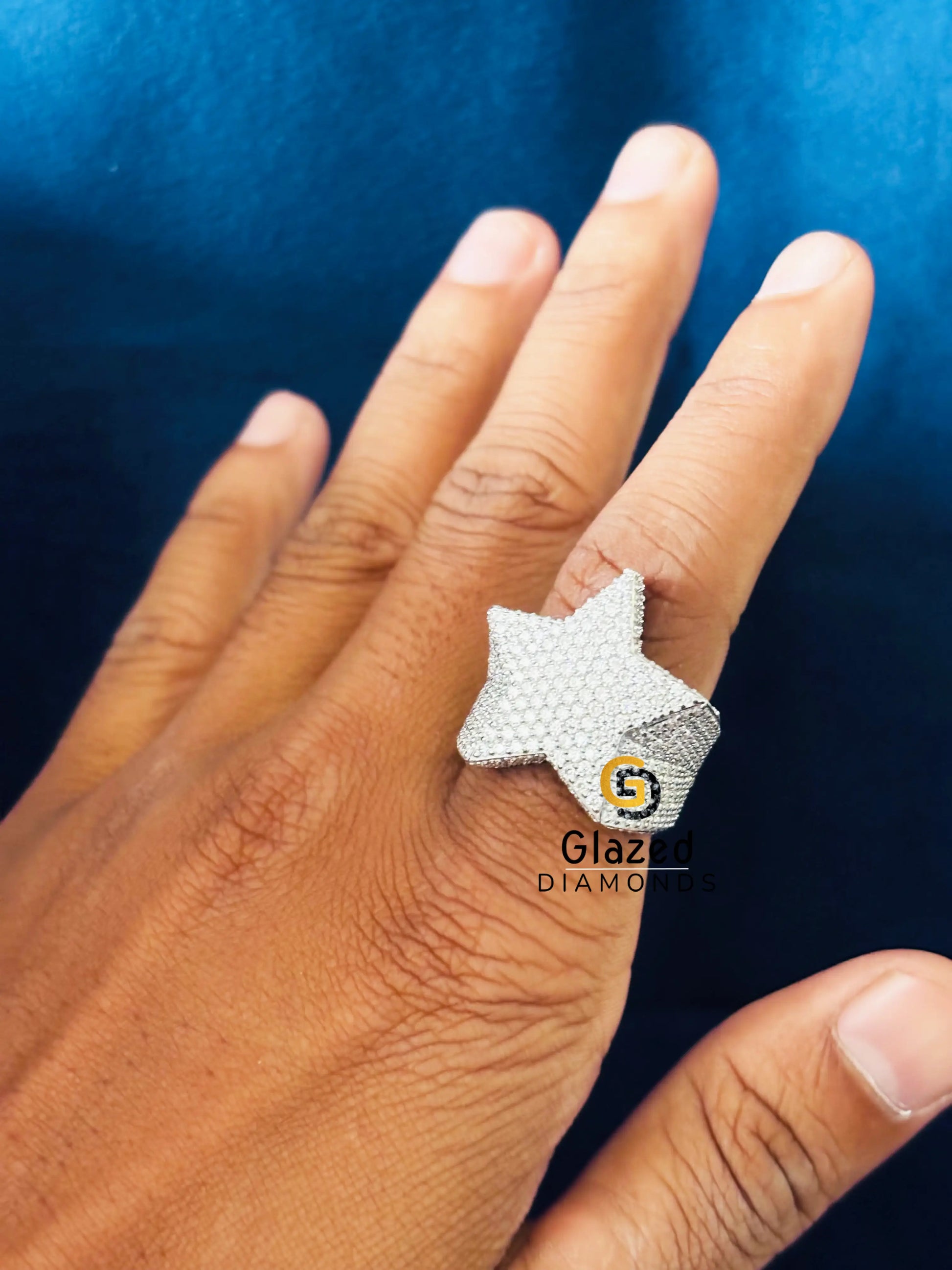 Real VVS Moissanite Star Hip Hop Ring For Men