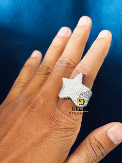 Real VVS Moissanite Star Hip Hop Ring For Men