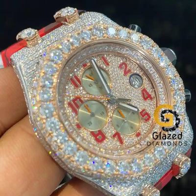 Red Arebic Dial Moissanite Watch