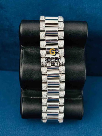Red Dial Bezel Bar Iced Out Moissanite Hip Hop Watch