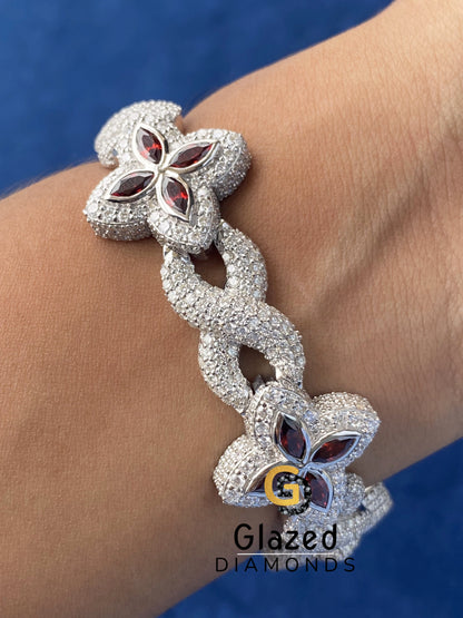 Red Marquise Moissanite Hip Hop Bracelet