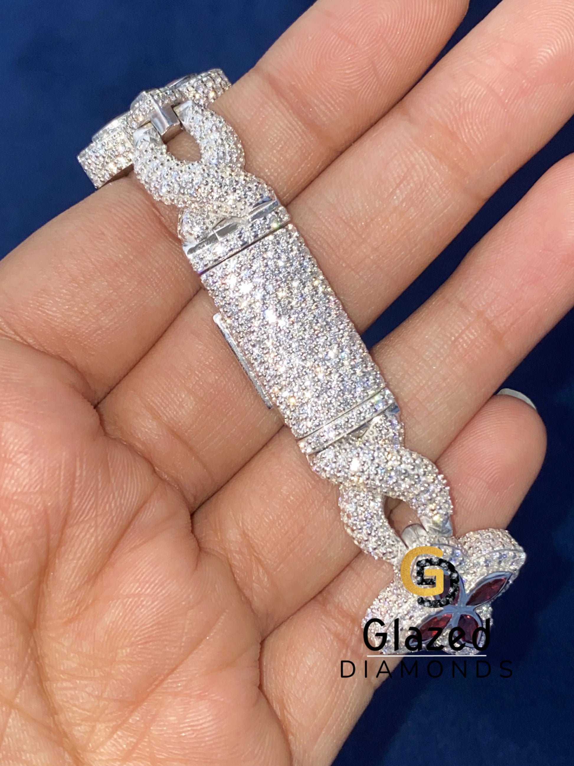 Red Marquise_ Round Clover Moissanite Bracelet