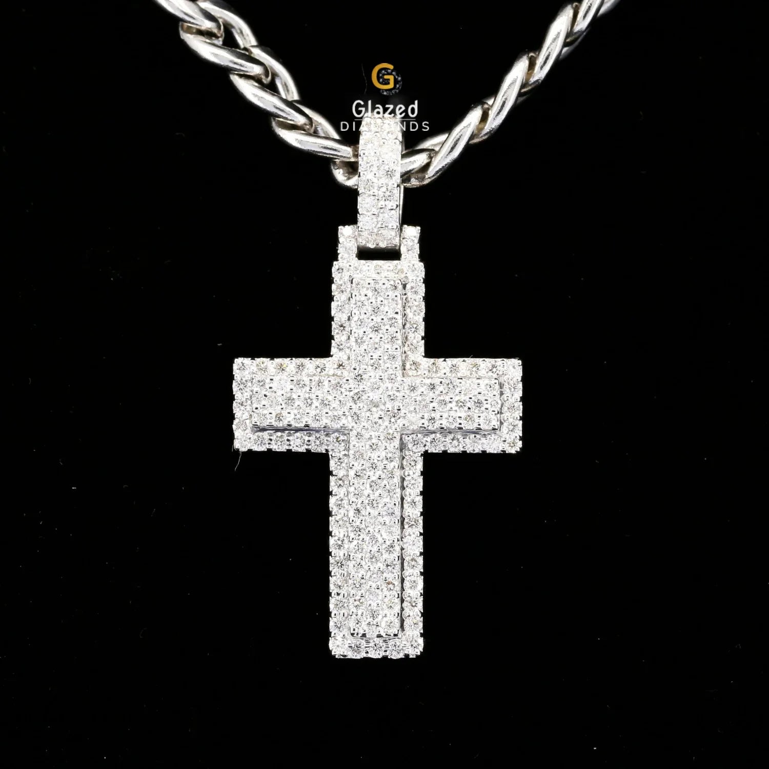 Bust Down Moissanite Diamond Religious Criss Cross Pendant