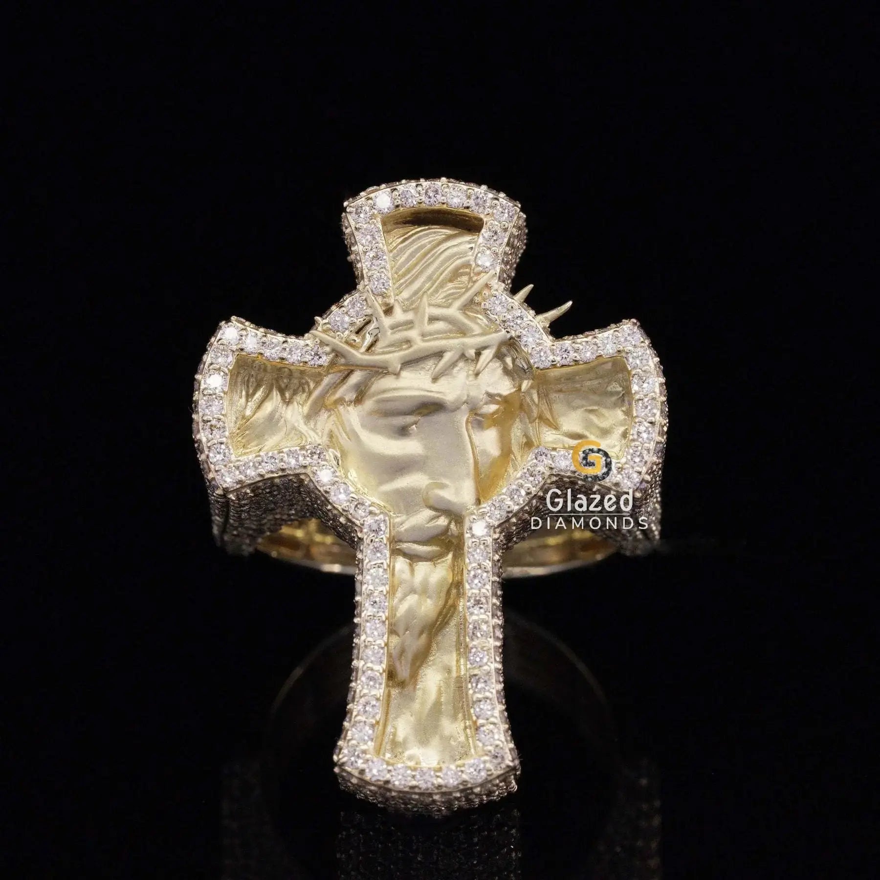 Religious Iced Out Moissanite Hip Hop Jesus Cross Ring