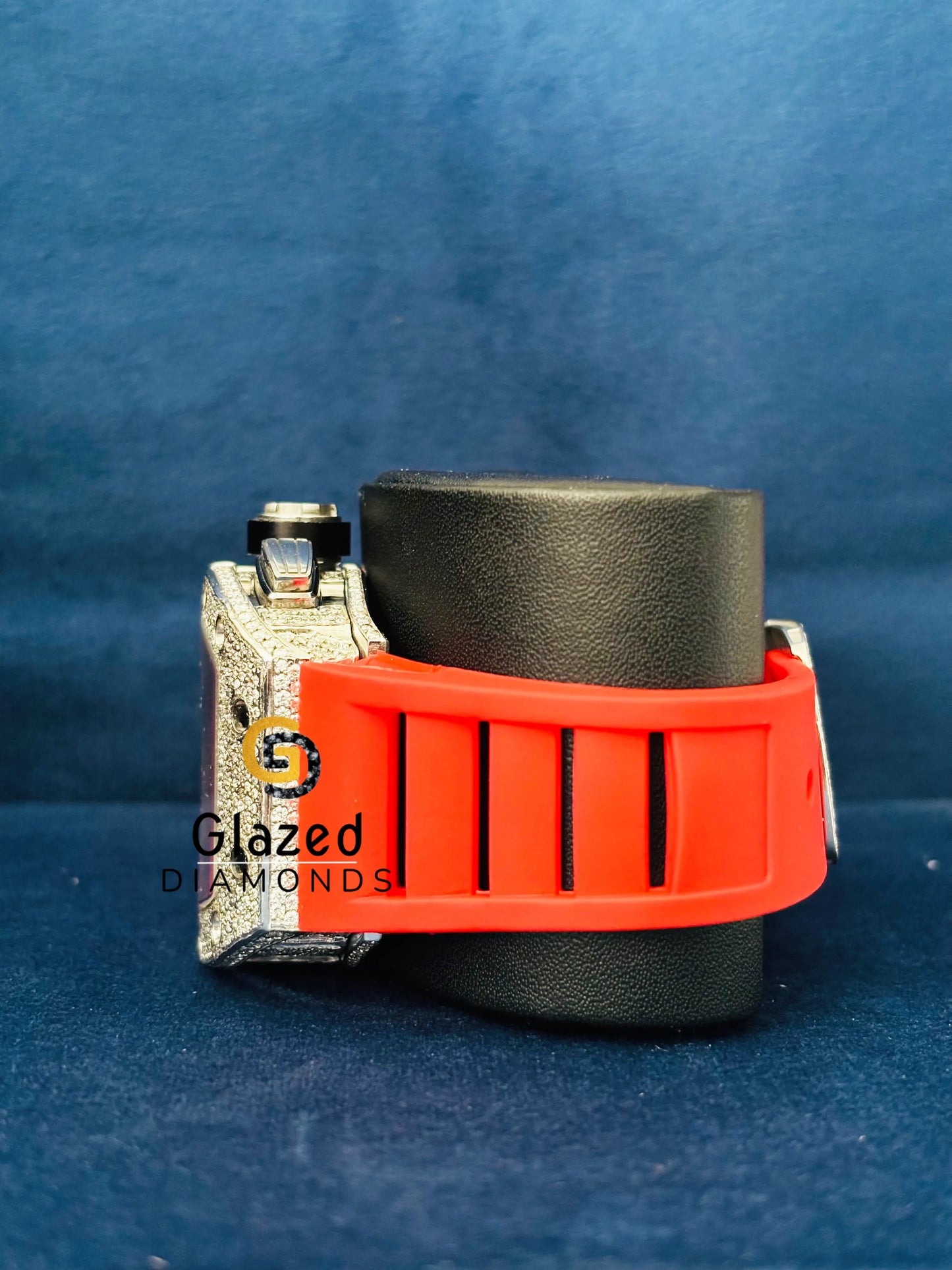 Richard Mile Moissanite Red Silicon Strap Watch