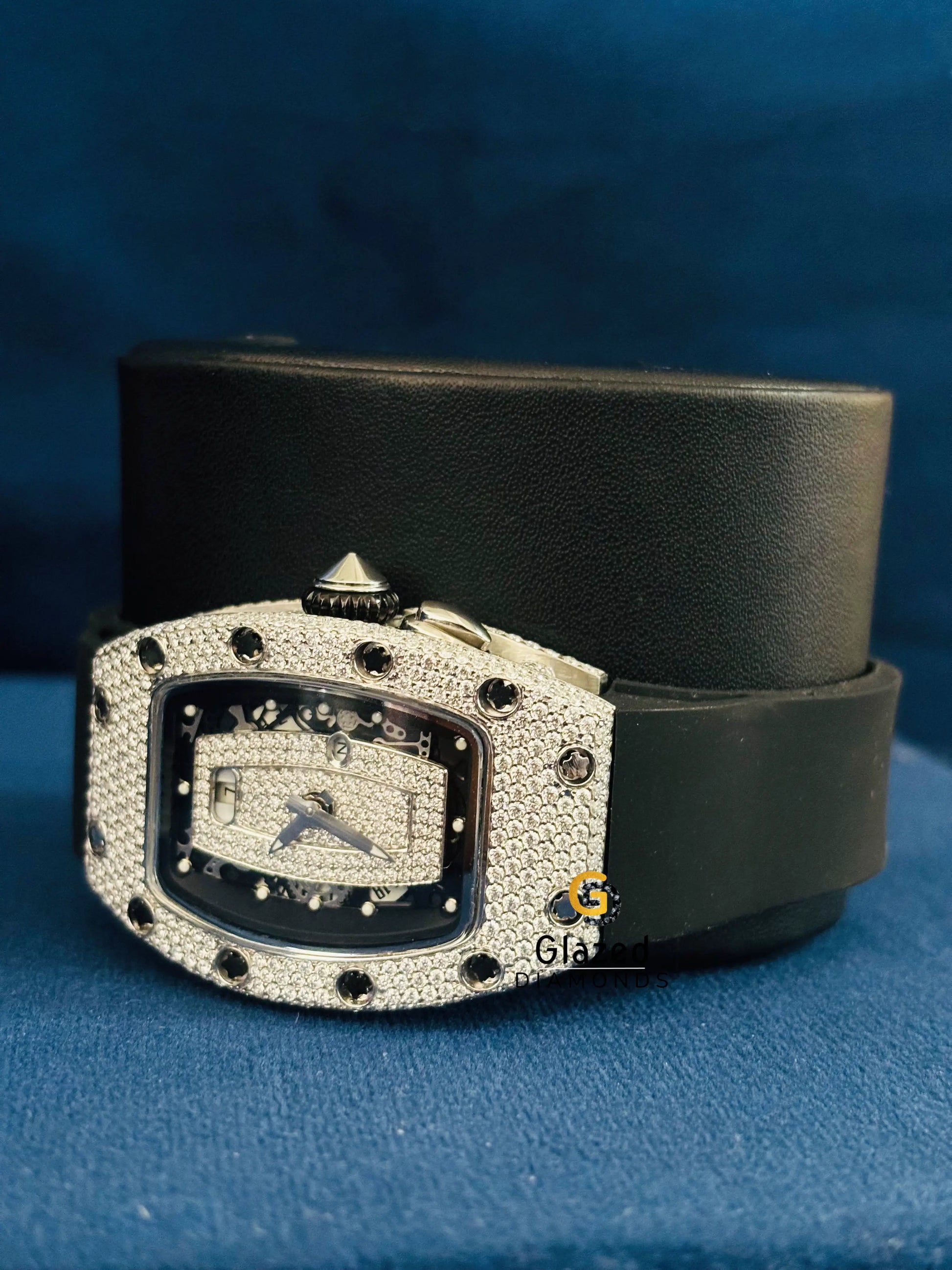 Richard Mille Black Rubber Strap Moissanite Watch