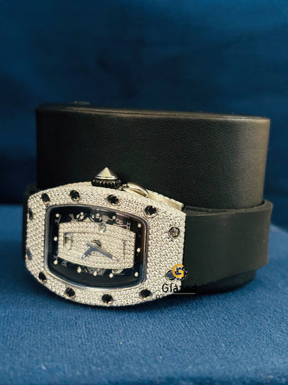Richard Mille Black Rubber Strap Moissanite Watch