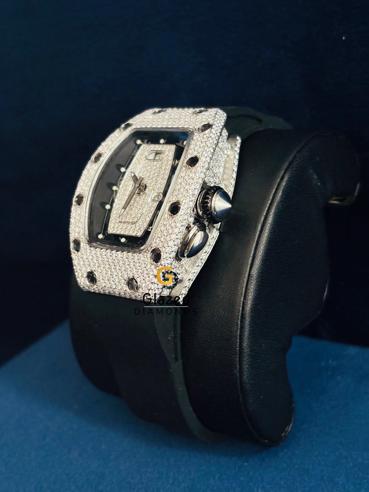 Richard Mille Iced Out Moissanite Skeleton Dial Watch