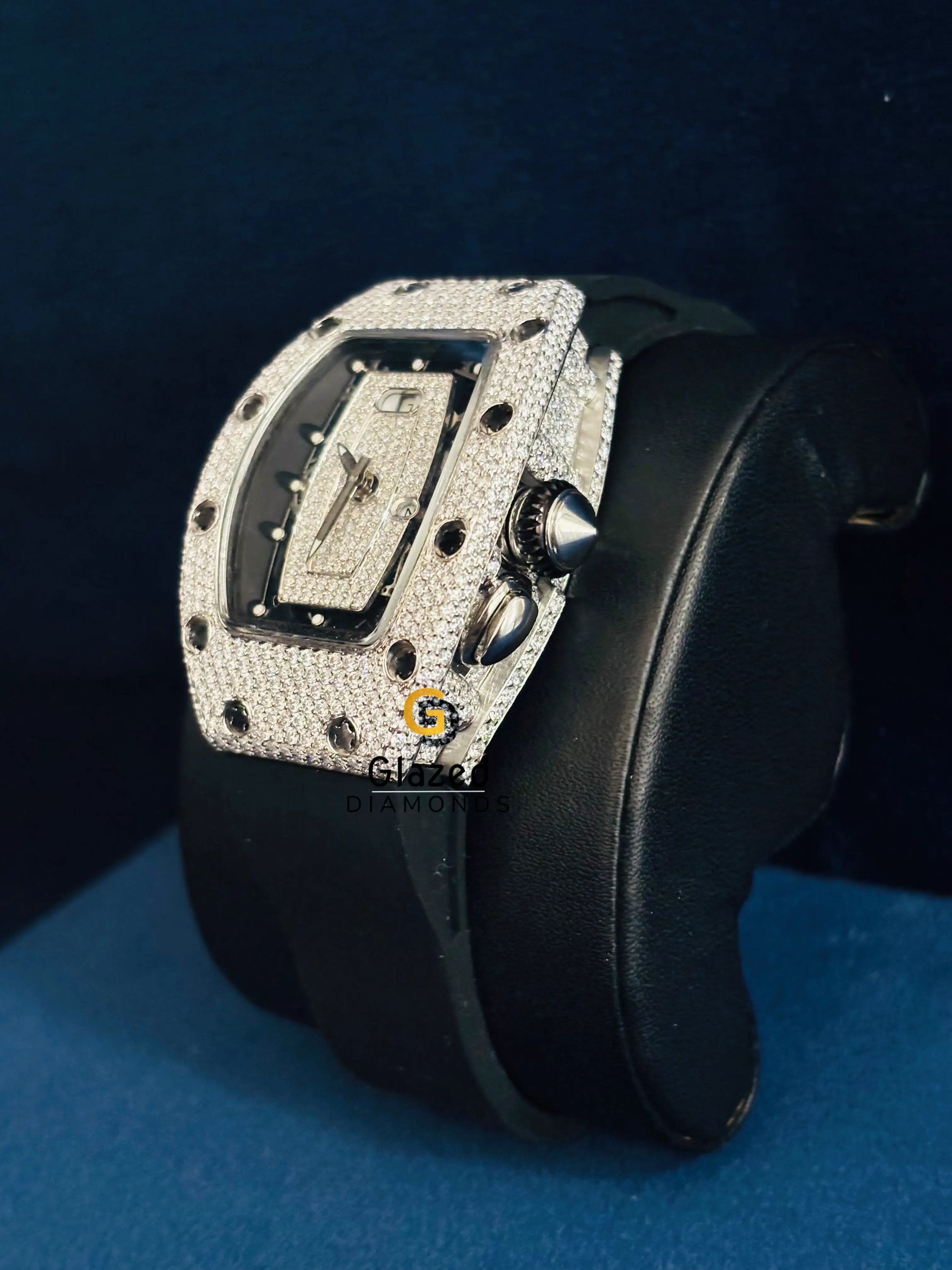 Richard Mille Iced Out Moissanite Skeleton Dial Watch