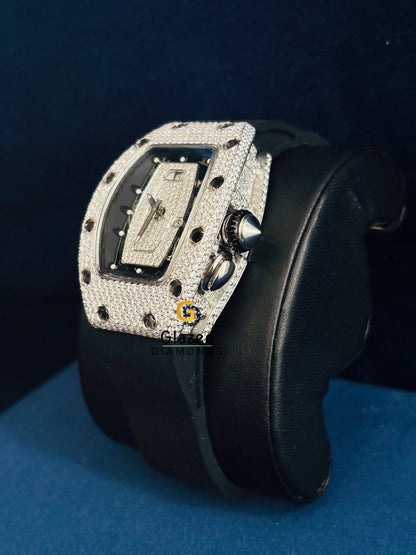 Richard Mille Iced Out Moissanite Skeleton Dial Watch