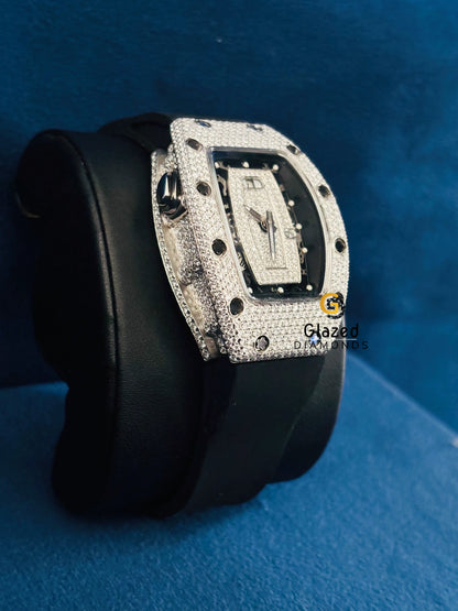 Richard Mille Iced Out Moissanite Skeleton Dial Watch For Men