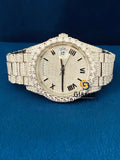 Roman Dial Day Date Hip Hop Moissanite Diamond Studded Watch