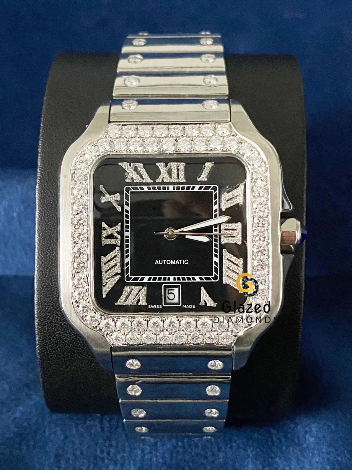 Roman Dial Bust Down VVS Moissanite Hip Hop Watch