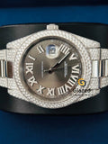 Roman Dial Diamond Studded Moissanite Watch