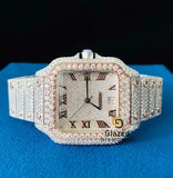 Roman Dial Fully Bust Down VVs Moissanite Watch For Men