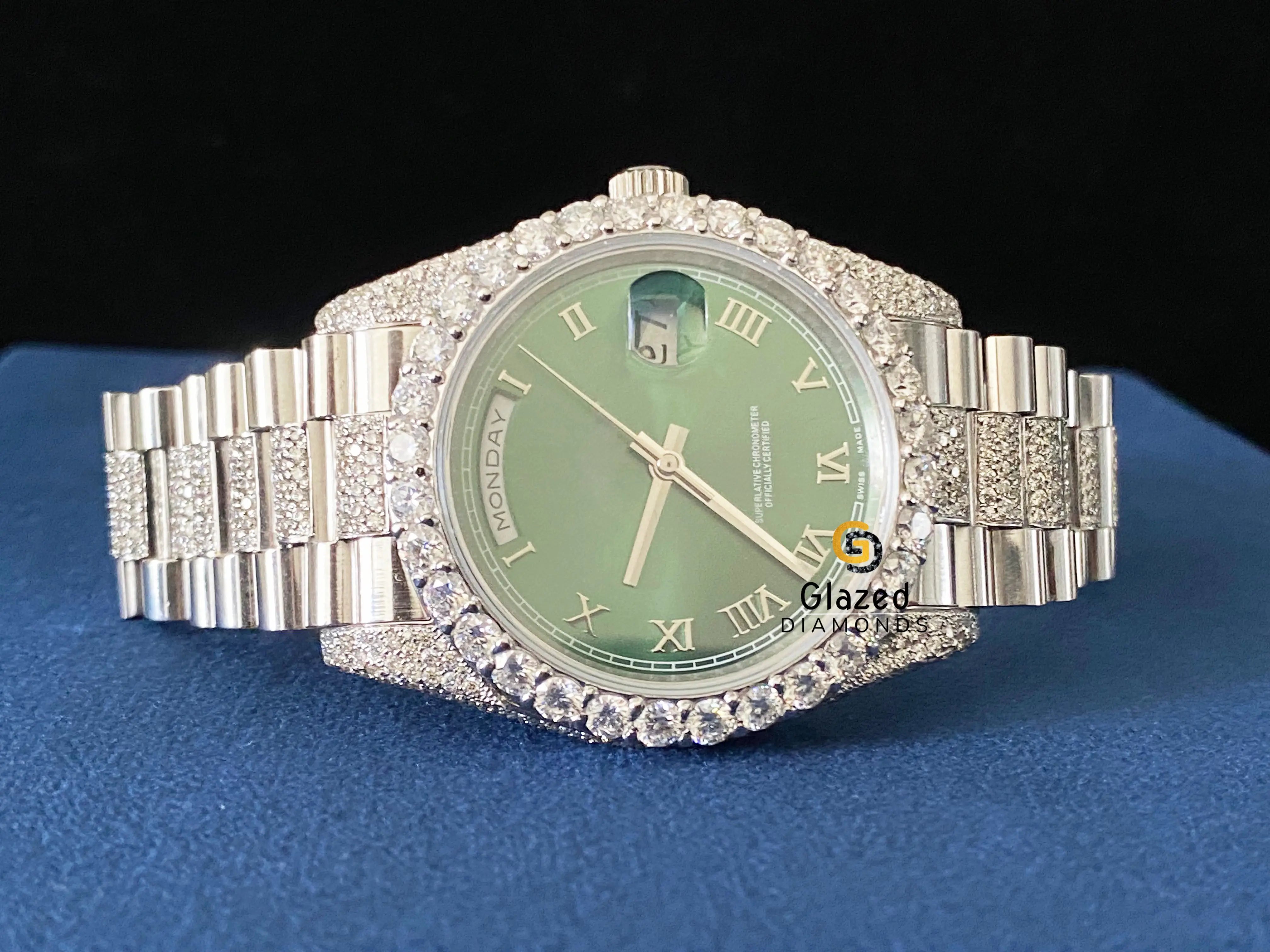 Roman Dial Green Bezel VVS Moissanite Hip Hop Watch
