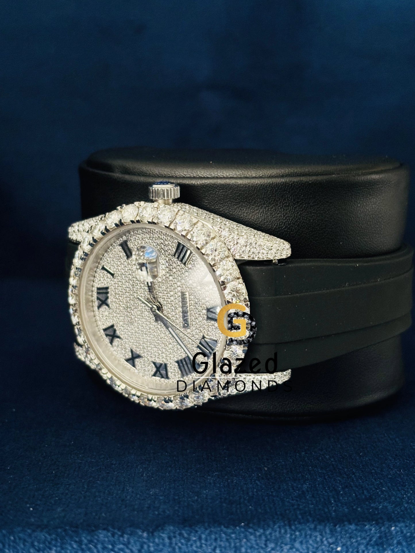 Roman Dial Iced Out Moissanite Automatic Watch