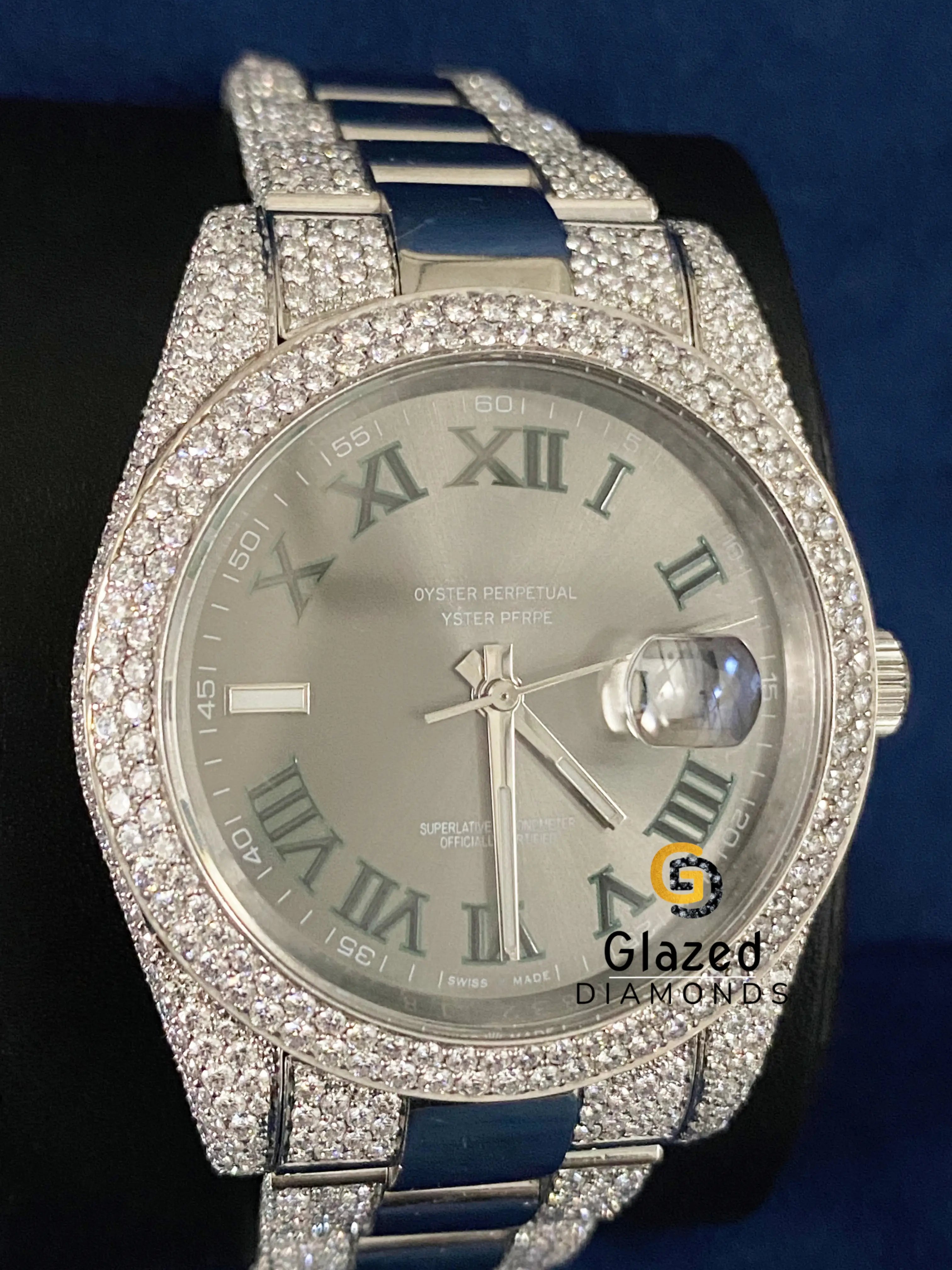 Roman Dial Iced Out VVs Moissanite Hip Hop Watch