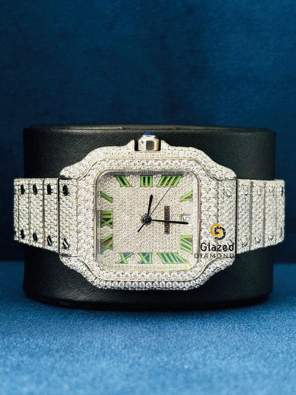 Roman Dial Round Moissanite D Colorless Hip Hop Watch