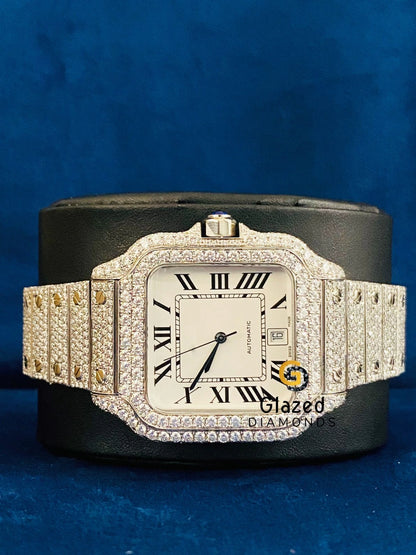Roman Dial VVs Moissanite Fully Iced Out D Colorless Watch