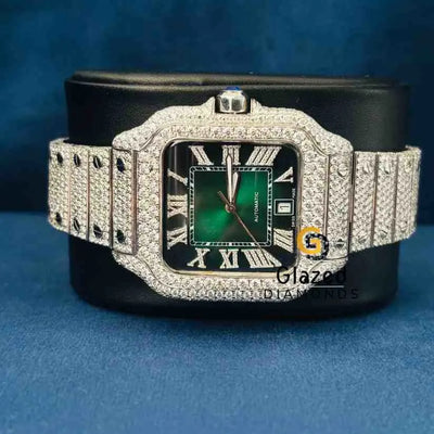 Roman Number Green Dial Cartier Hip Hop Watch